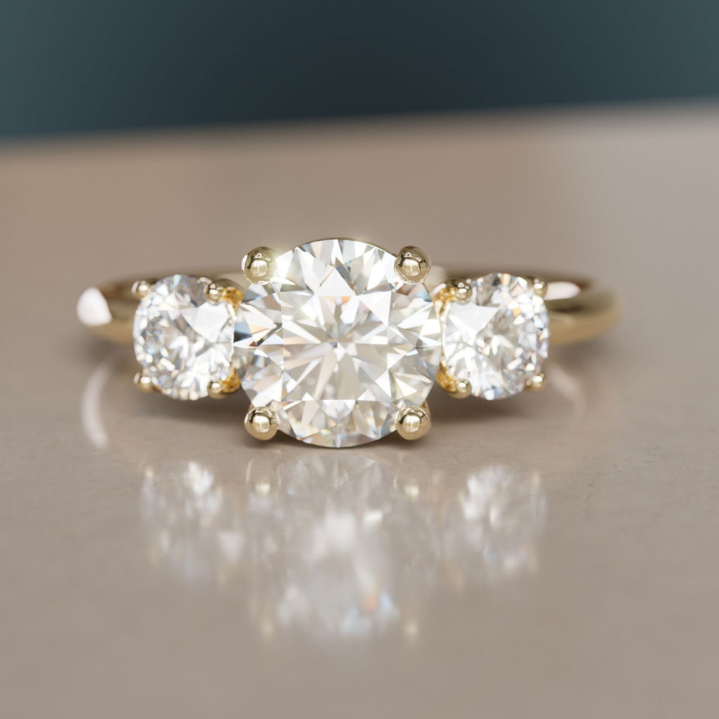 Three Stone Round Diamond Engagement Ring By Valley Rose