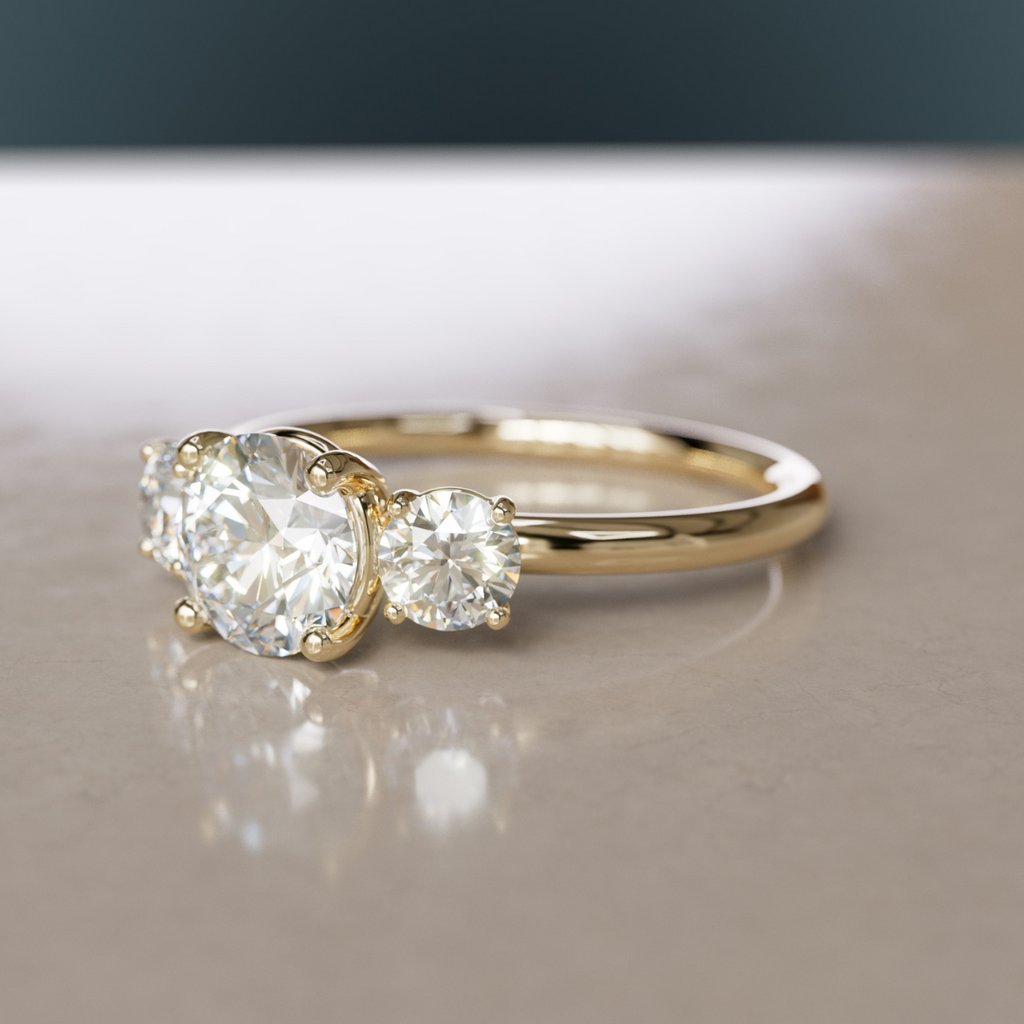 Three Stone Round Diamond Engagement Ring By Valley Rose