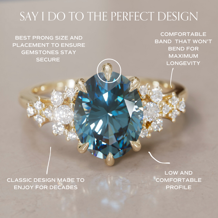 Unique Vintage Engagement Ring with Oval Cut Blue Sapphire By Valley Rose