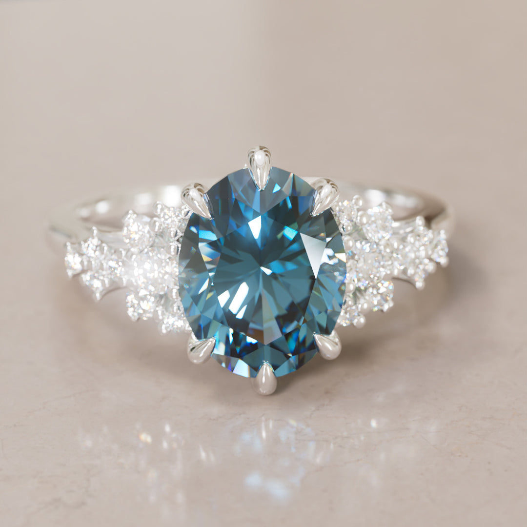 Unique Vintage Engagement Ring with Oval Cut Blue Sapphire By Valley Rose