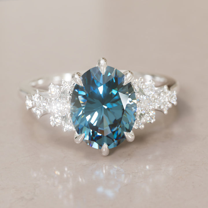 Unique Vintage Engagement Ring with Oval Cut Blue Sapphire By Valley Rose