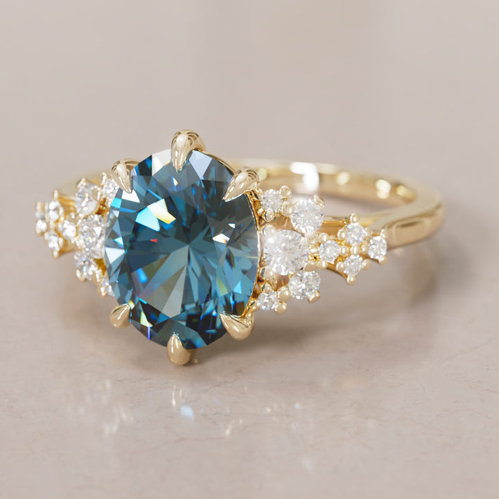 Unique Vintage Engagement Ring with Oval Cut Blue Sapphire By Valley Rose
