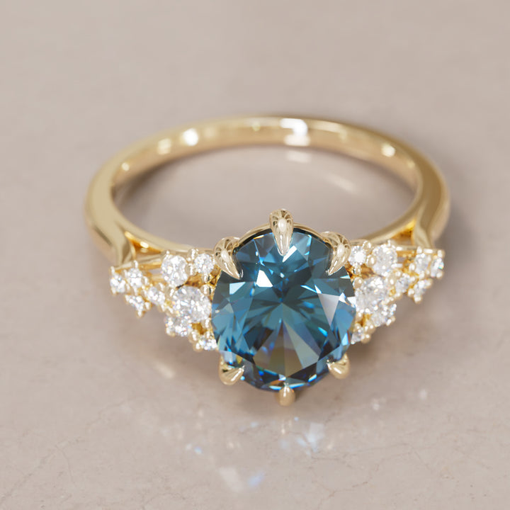 Unique Vintage Engagement Ring with Oval Cut Blue Sapphire By Valley Rose