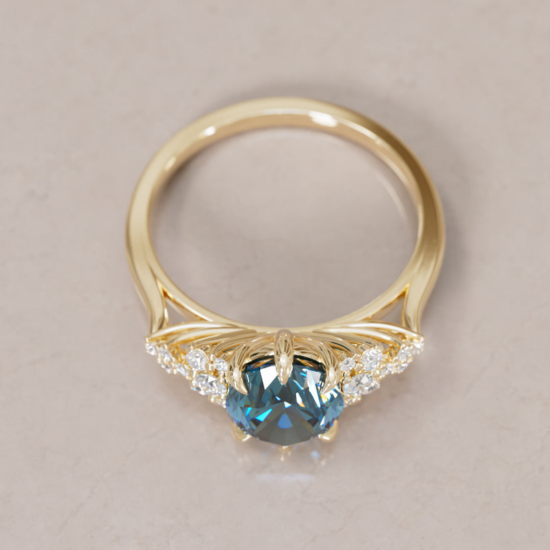 Unique Vintage Engagement Ring with Oval Cut Blue Sapphire By Valley Rose