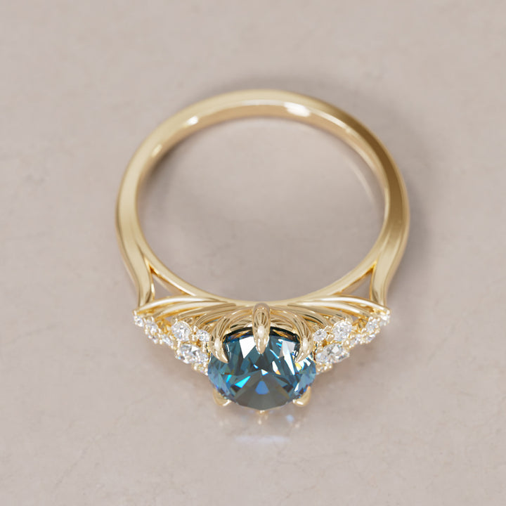 Unique Vintage Engagement Ring with Oval Cut Blue Sapphire By Valley Rose