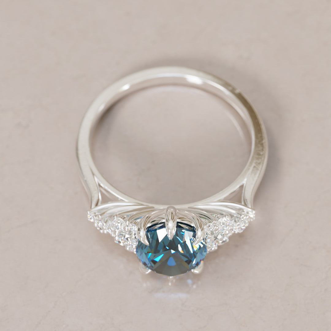 Unique Vintage Engagement Ring with Oval Cut Blue Sapphire By Valley Rose