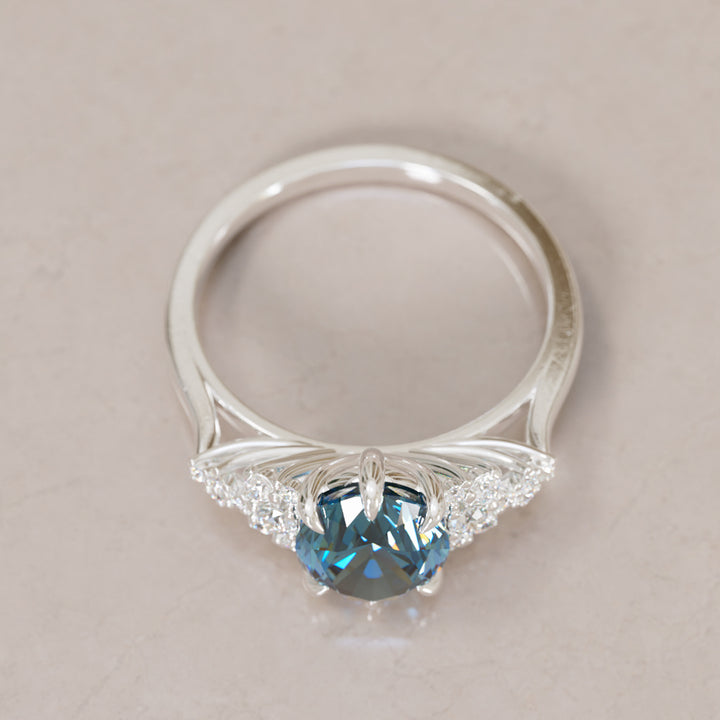 Unique Vintage Engagement Ring with Oval Cut Blue Sapphire By Valley Rose