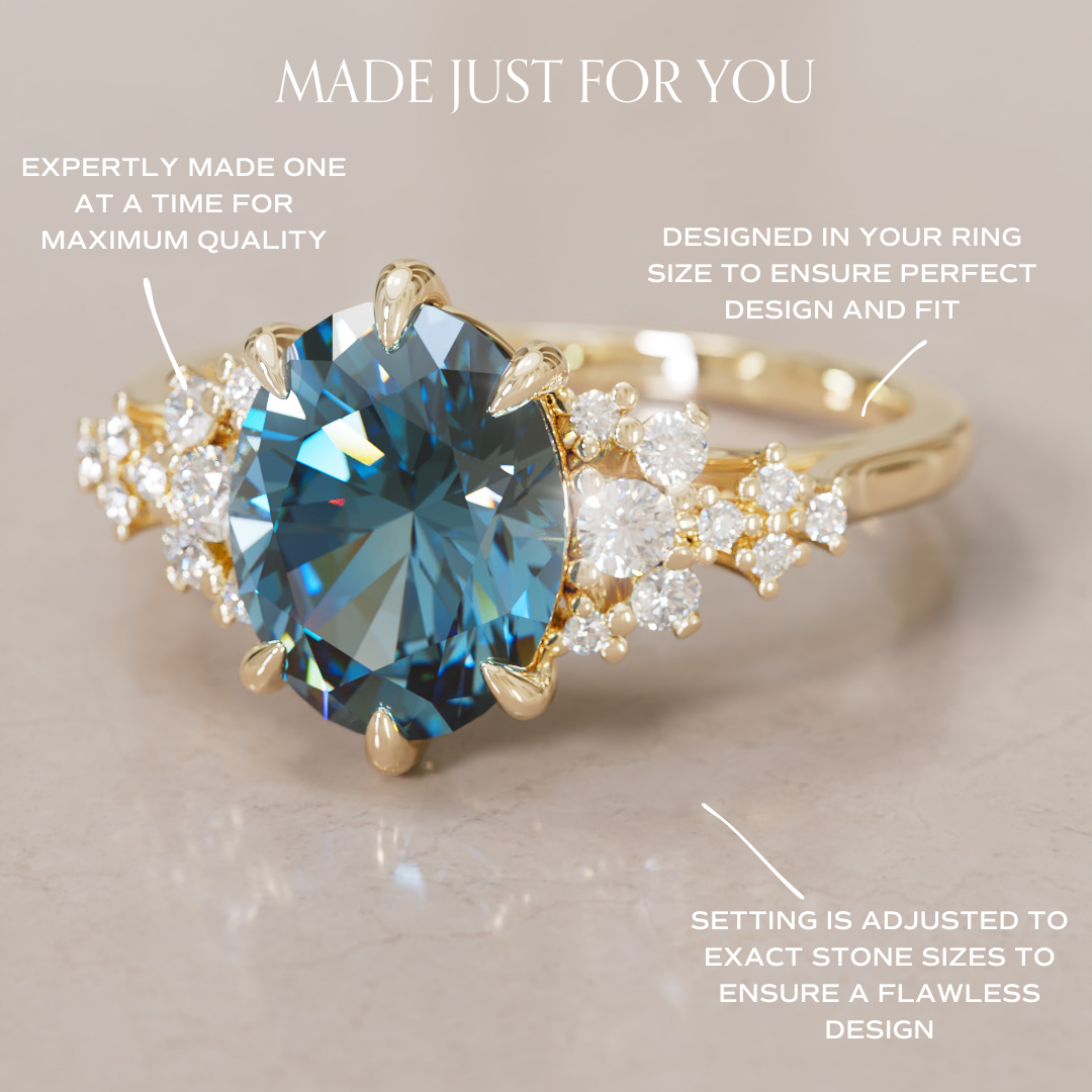 Unique Vintage Engagement Ring with Oval Cut Blue Sapphire By Valley Rose
