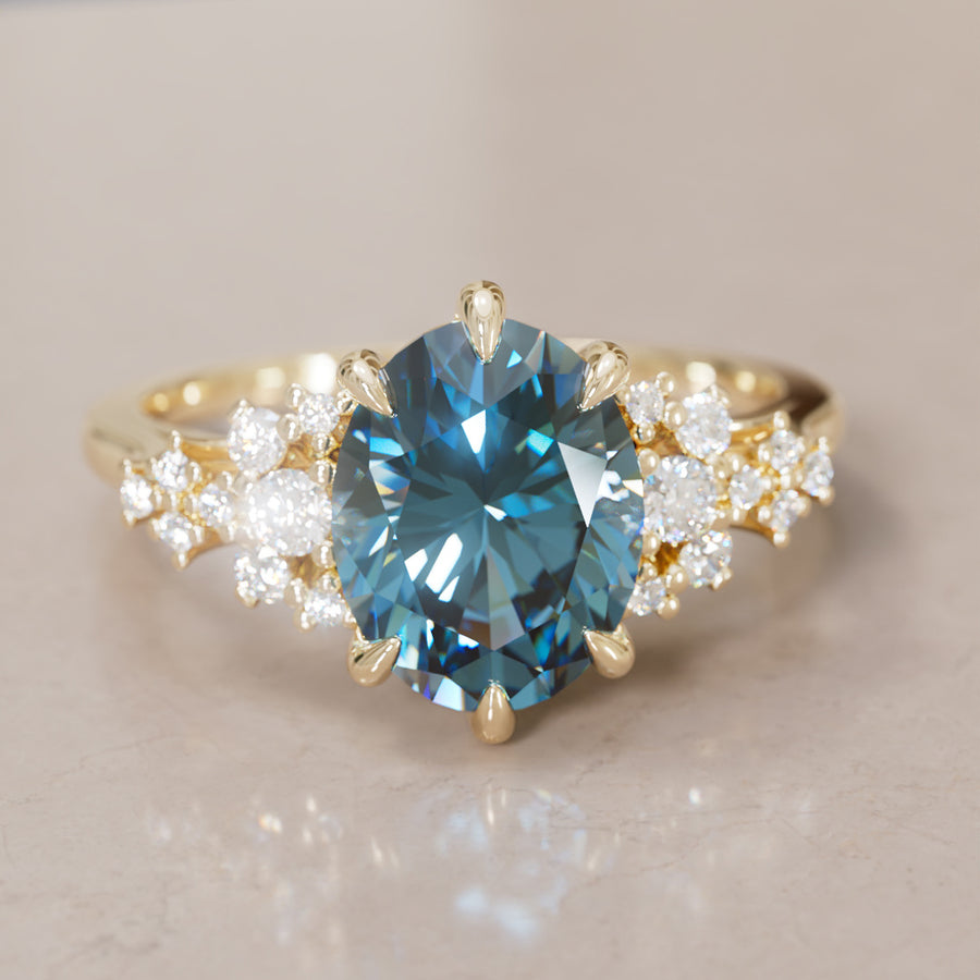 Unique Vintage Engagement Ring with Oval Cut Blue Sapphire By Valley Rose