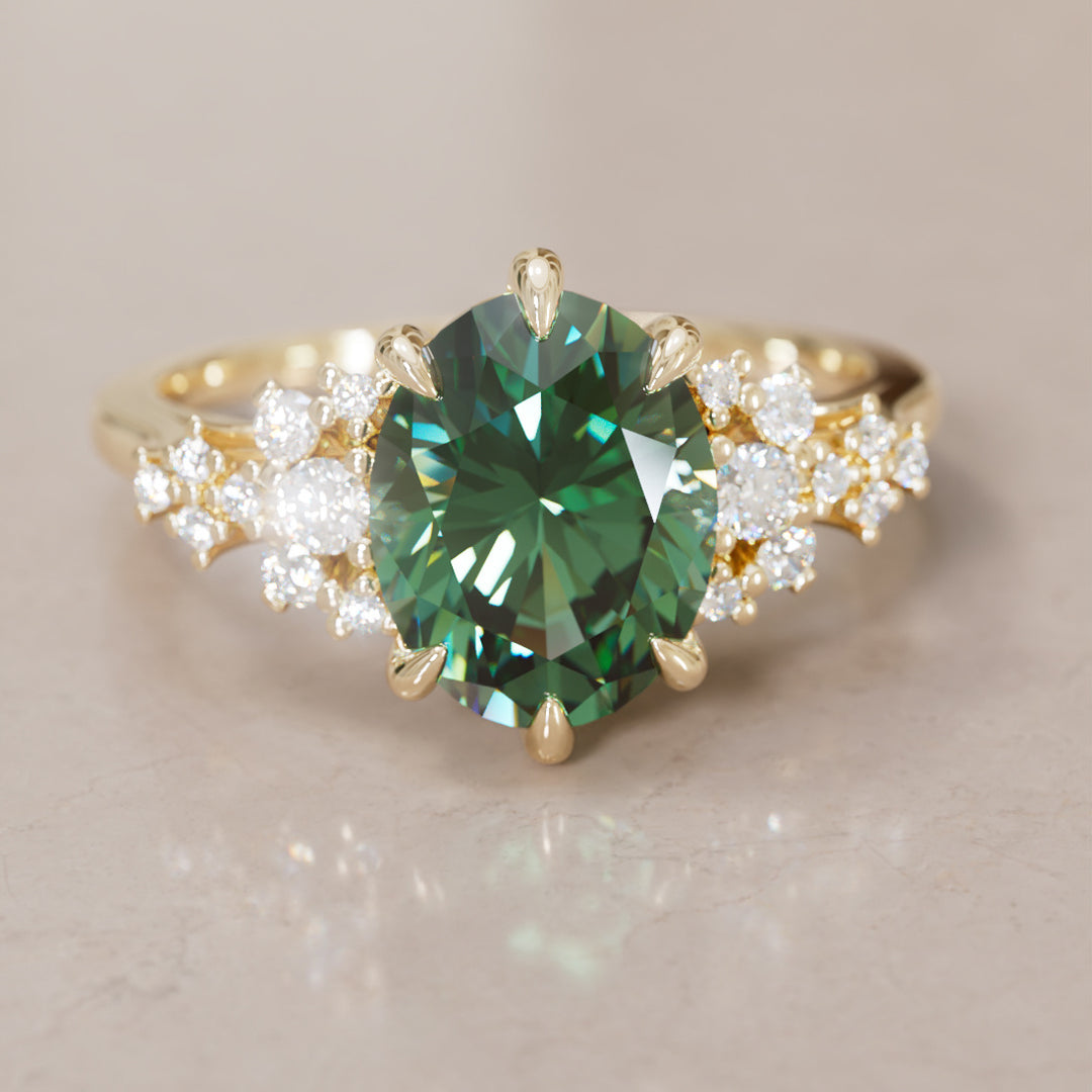 Unique Vintage Engagement Ring with Oval Cut Blue Sapphire By Valley Rose