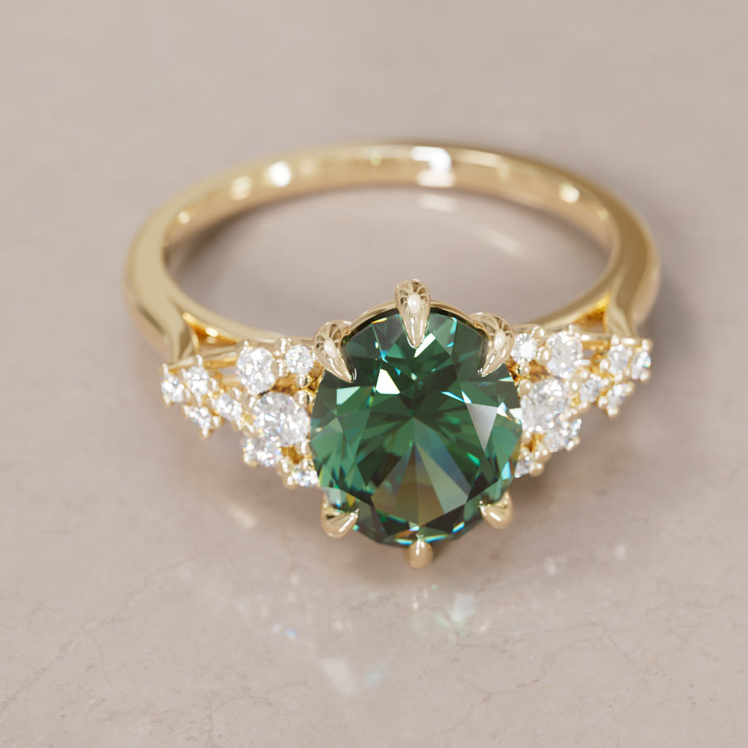 Unique Vintage Engagement Ring with Oval Cut Blue Sapphire By Valley Rose