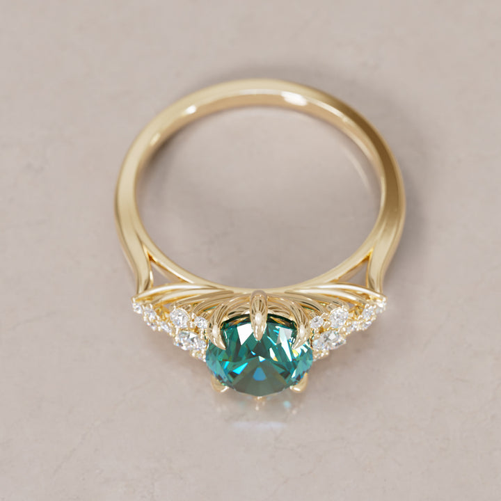 Unique Vintage Engagement Ring with Oval Cut Teal Sapphire By Valley Rose