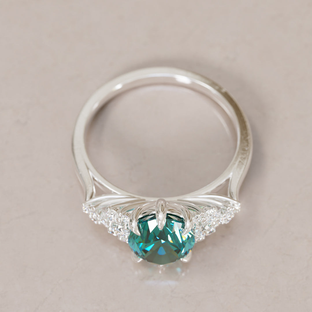 Unique Vintage Engagement Ring with Oval Cut Teal Sapphire By Valley Rose