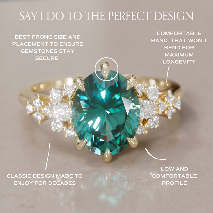 Unique Vintage Engagement Ring with Oval Cut Teal Sapphire By Valley Rose