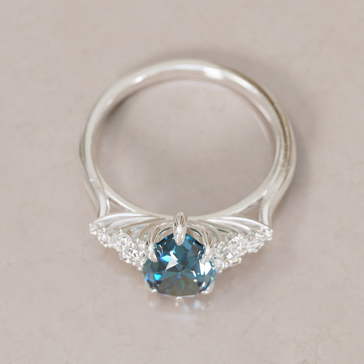 Unique Vintage Engagement Ring with Pear Cut Blue Sapphire By Valley Rose