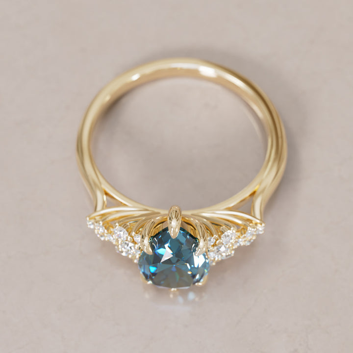 Unique Vintage Engagement Ring with Pear Cut Blue Sapphire By Valley Rose