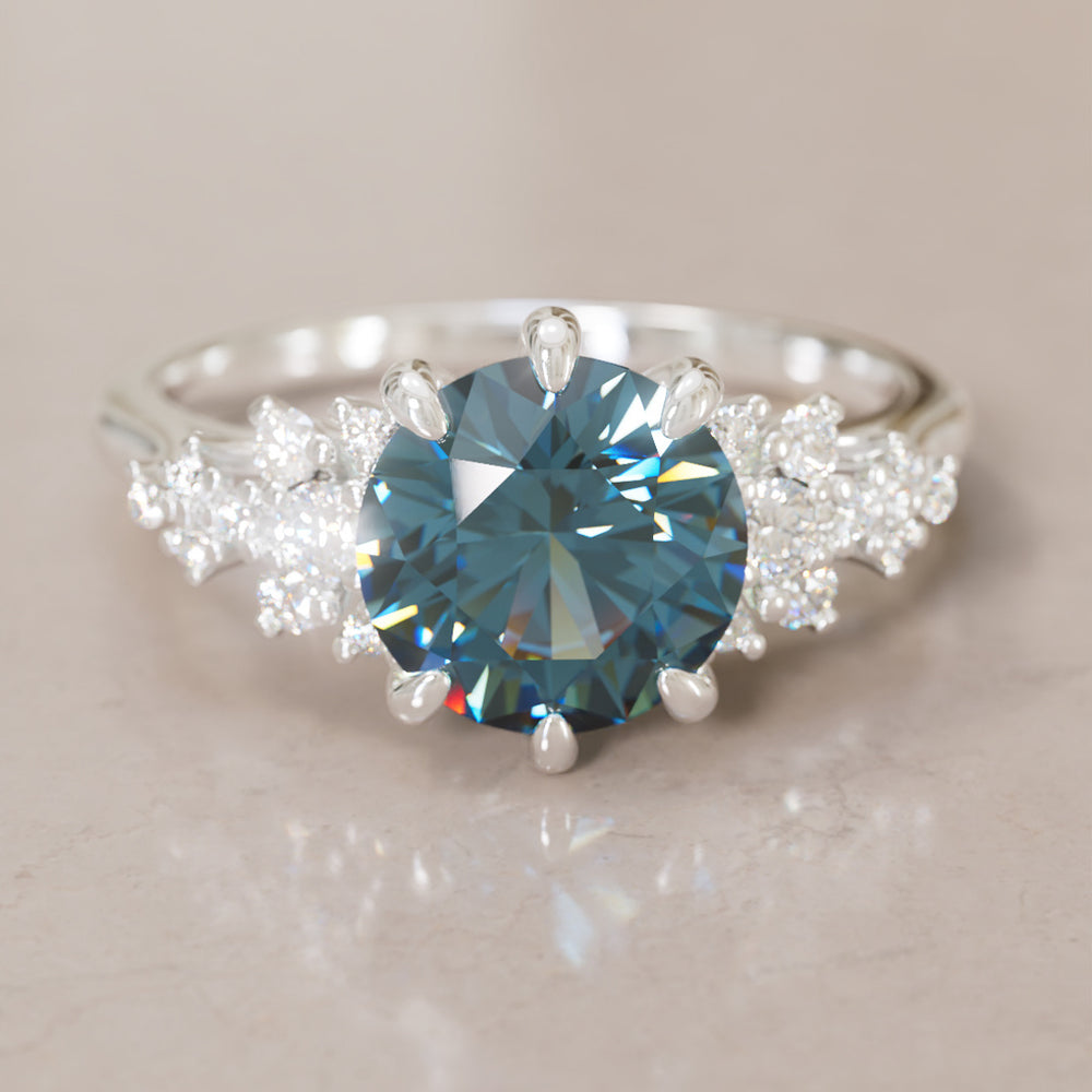 Unique Vintage Engagement Ring with Round Cut Blue Sapphire By Valley Rose