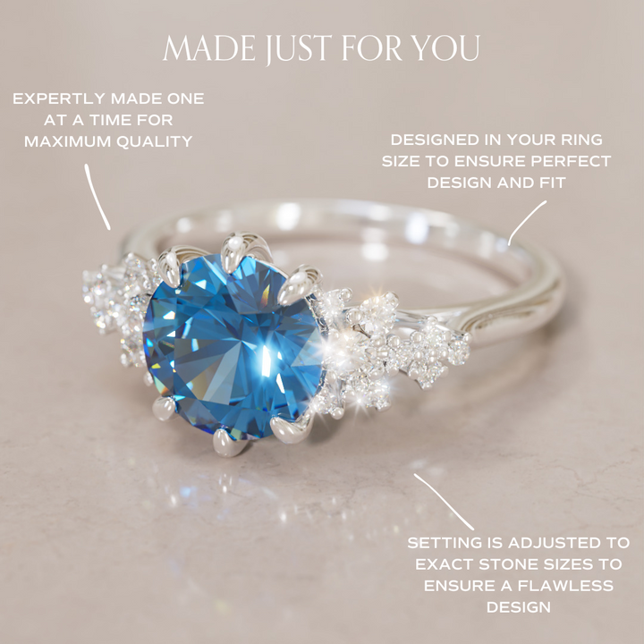 Unique Vintage Engagement Ring with Round Cut Blue Sapphire By Valley Rose