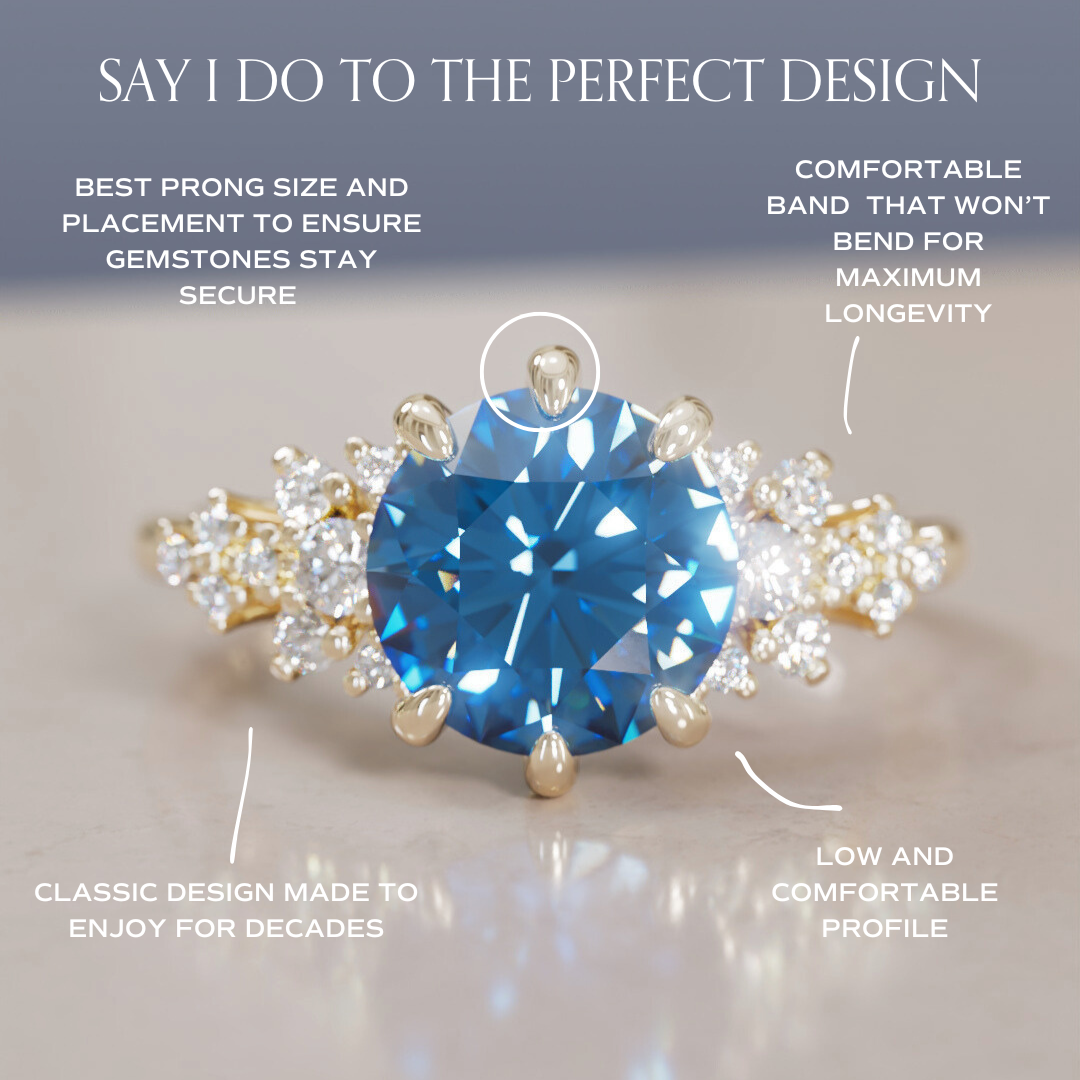 Unique Vintage Engagement Ring with Round Cut Blue Sapphire By Valley Rose