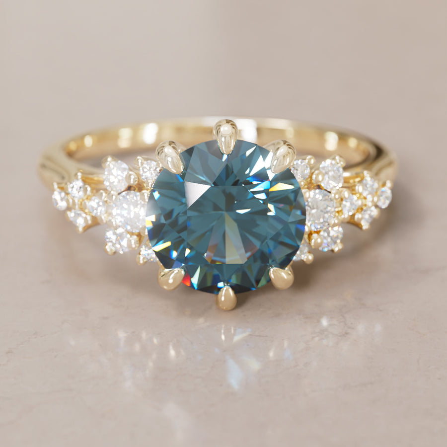 Unique Vintage Engagement Ring with Round Cut Blue Sapphire By Valley Rose