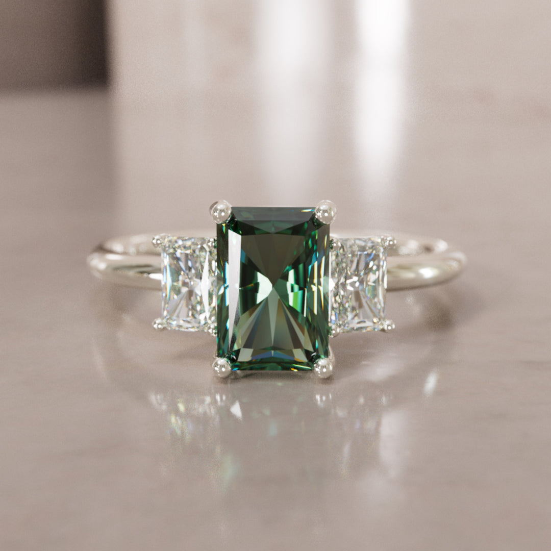 Valeria Radiant Green Sapphire Modern Unique Engagement Ring (Setting Only)