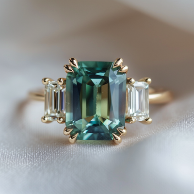 Atlahua Ring, Teal, Setting Only