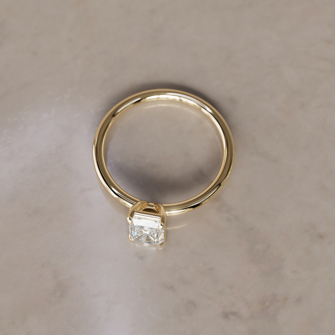 Modern Minimal Radiant Cut Lab Created Diamond Ethical Engagement Ring Solitaire By Valley Rose