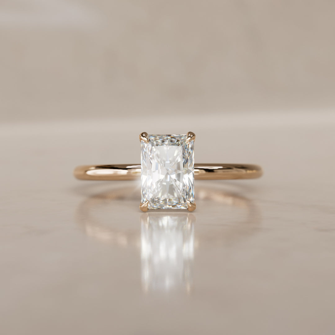Vera Moderner Minimalistischer Strahlender Schliff Laborgezüchteter Diamant Verlobungsring Solitär (Nur Fassung)