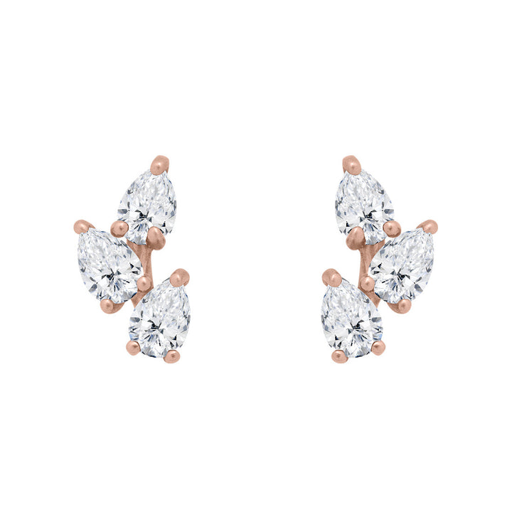 Diamond Leaf Nature Gemstone Stud Ear Climber Earrings Lab Diamond Single By Valley Rose Ethical Jewelry