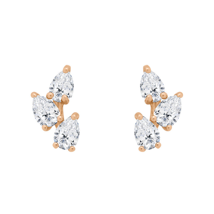 Diamond Leaf Nature Gemstone Stud Ear Climber Earrings Lab Diamond Single By Valley Rose Ethical Jewelry