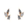 Grey Diamond Leaf Nature Gemstone Stud Ear Climber Earrings By Valley Rose Ethical Jewelry