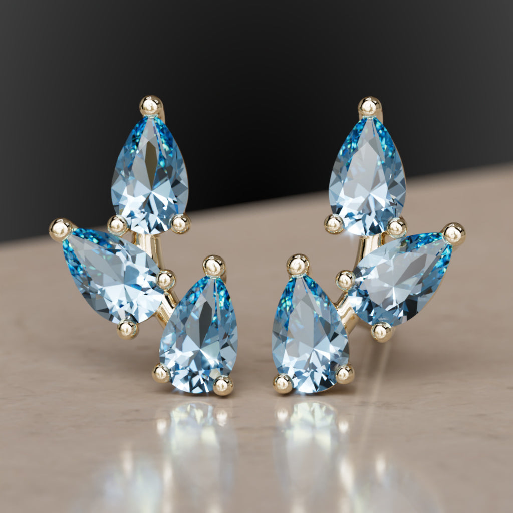 Vinea Studs, Aquamarine By Valley Rose