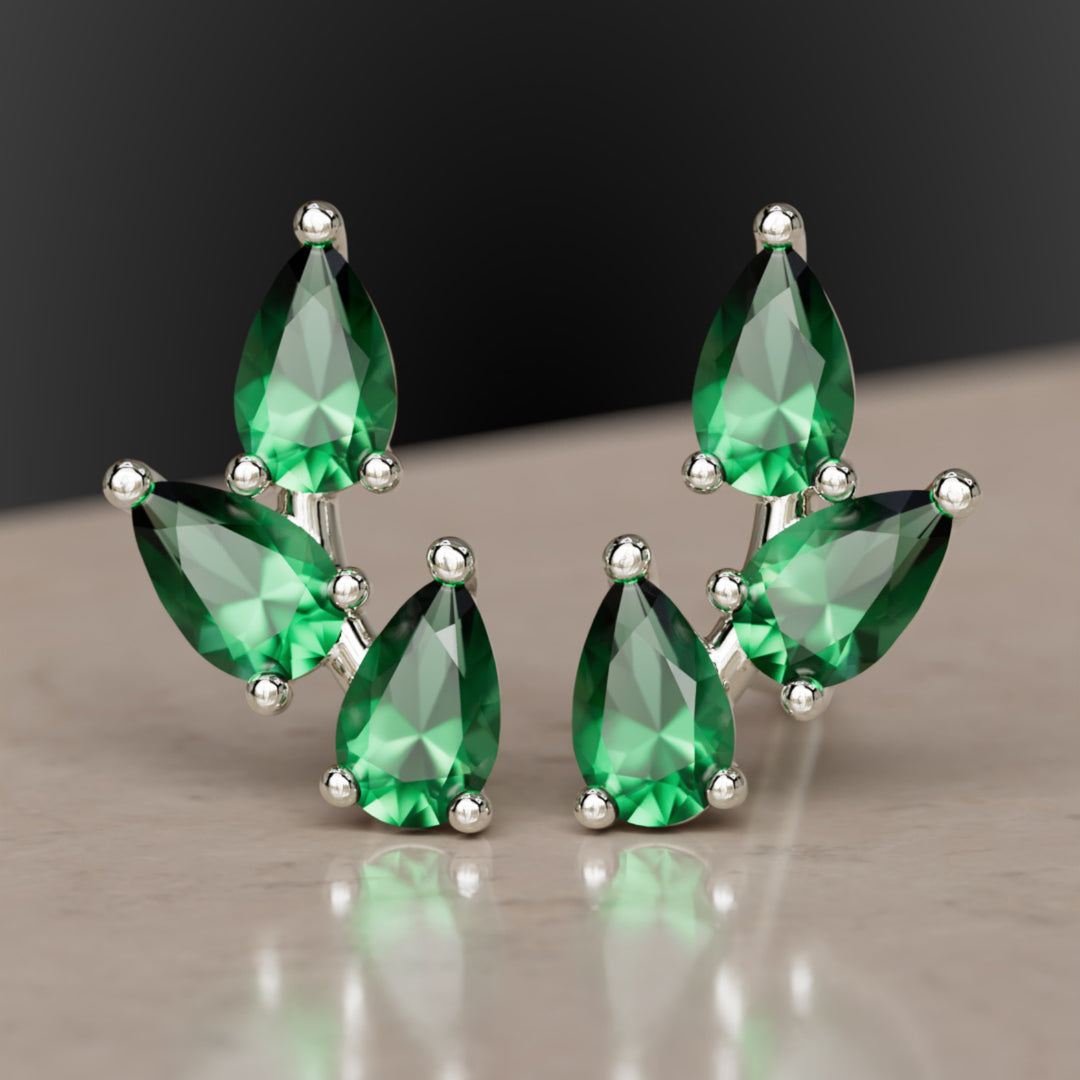 Vinea náušnice, smaragdové