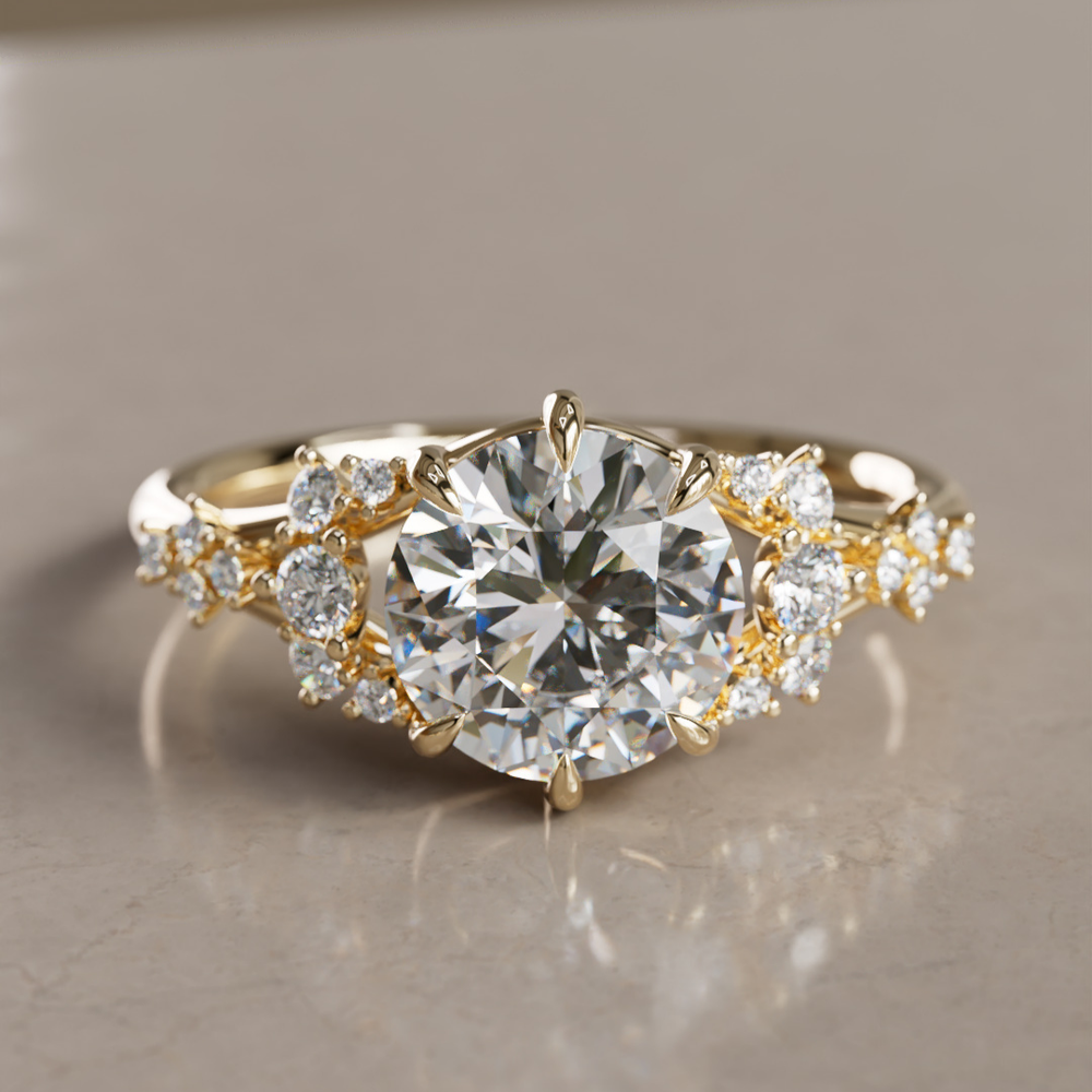 Unique Nature Round Lab Created Diamond Engagement Ring By Valley Rose
