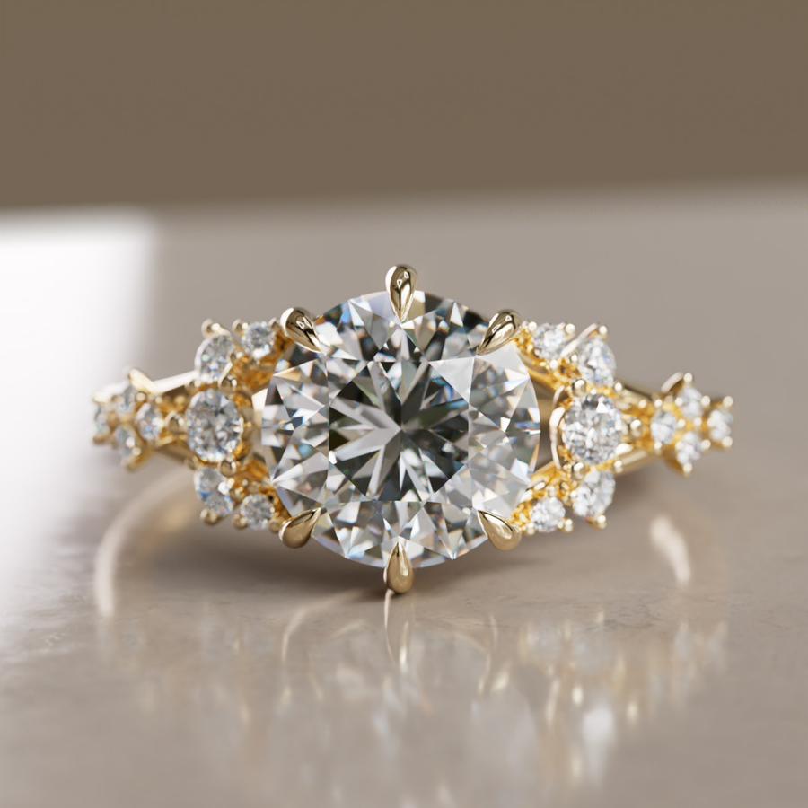Unique Nature Round Lab Created Diamond Engagement Ring By Valley Rose