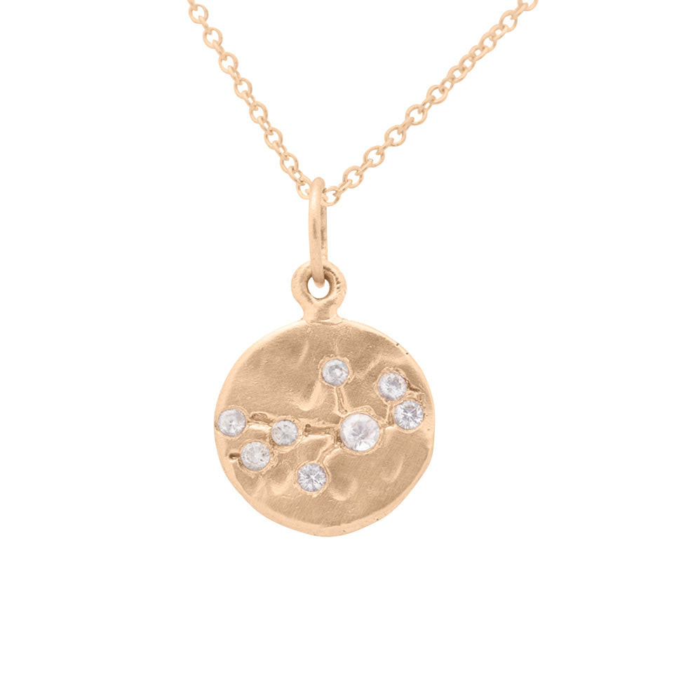 Virgo Zodiac Astrology Charm - Diamond Gold Constellation Pendant Lab Diamond By Valley Rose Ethical Jewelry