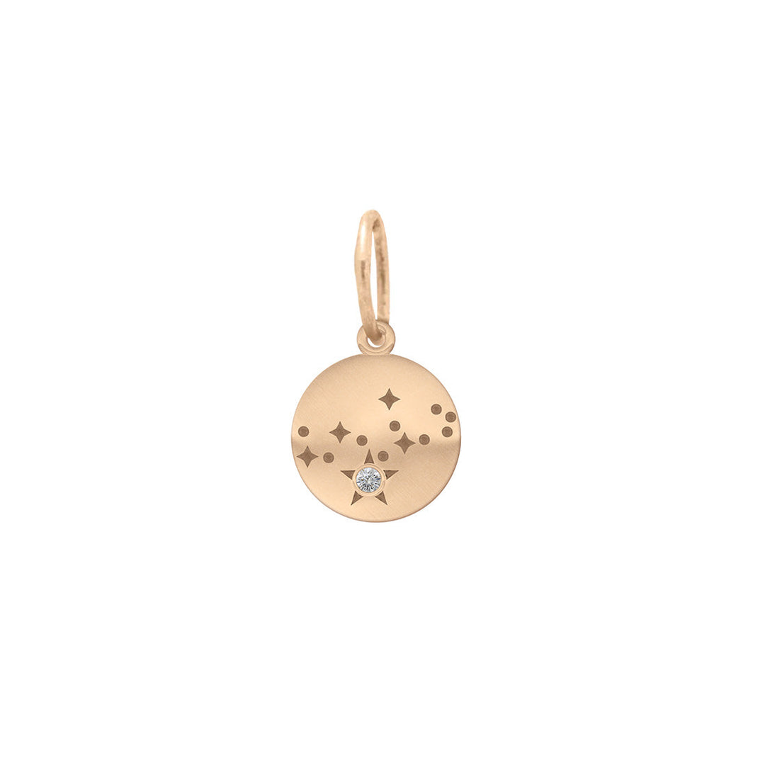 Virgo Zodiac Astrology Charm - Diamond Gold Constellation Coin Pendant Lab Diamond By Valley Rose Ethical Jewelry
