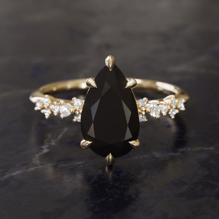 Witchy Engagement Ring with Pear Black Diamond By Valley Rose