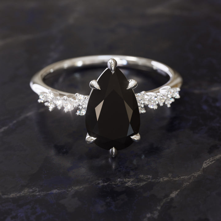 Witchy Engagement Ring with Pear Black Diamond By Valley Rose
