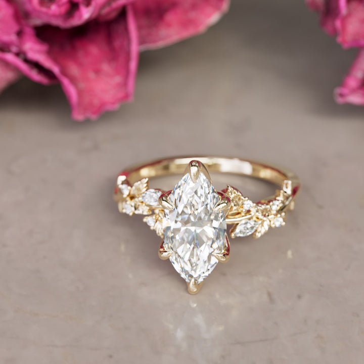 Rozenhout Marquise 1,51 ct E VVS2 Laboratorium Diamant Verlovingsring (Klaar om te Verzenden)