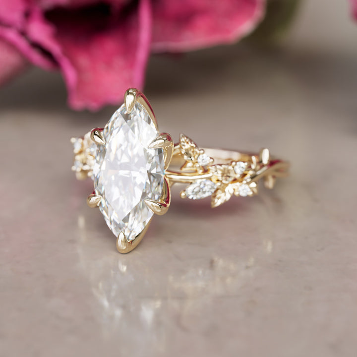 Rozenhout Marquise 1,51 ct E VVS2 Laboratorium Diamant Verlovingsring (Klaar om te Verzenden)