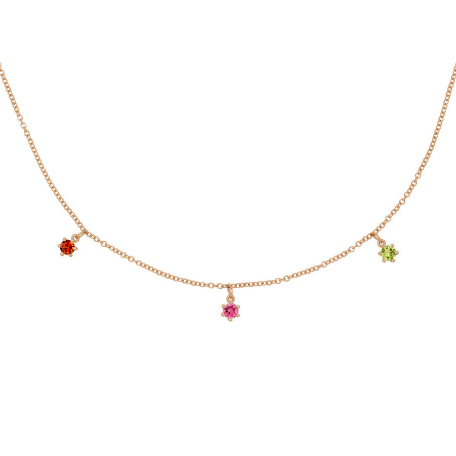 Custom Zodiac Birth Chart Gold Necklace, Pick Your 3 Birthstones By Valley Rose Ethical Jewelry