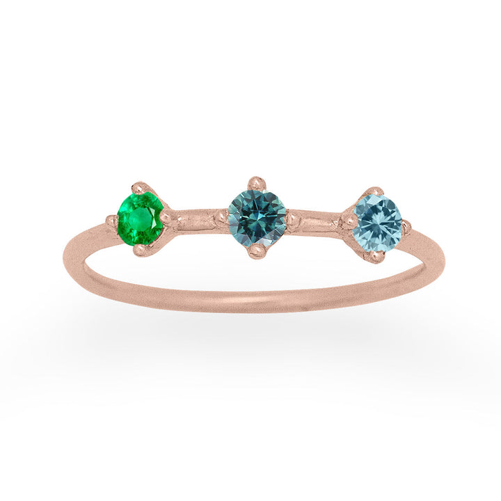 Zodiac Celestial Orion Constellation Gemstone Ring with Your Birthstones By Valley Rose