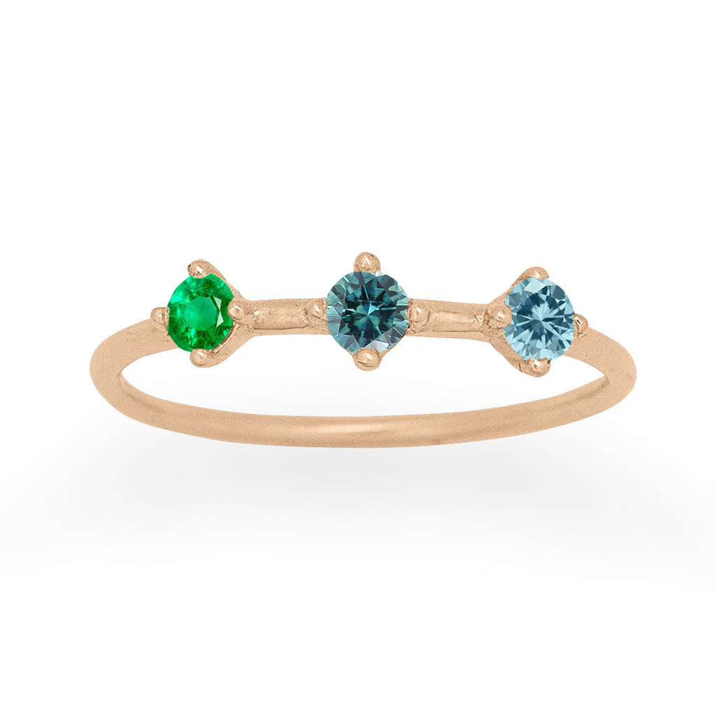Zodiac Celestial Orion Constellation Gemstone Ring with Your Birthstones By Valley Rose