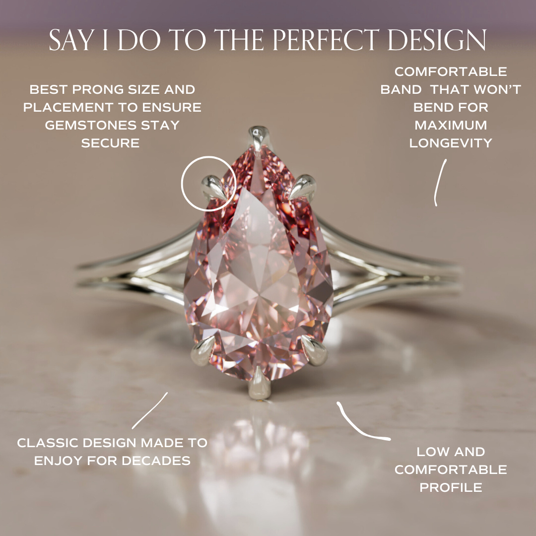 Zoe Pear Pink Lab Diamond Modern Unique Split Shank Engagement Ring By Valley Rose