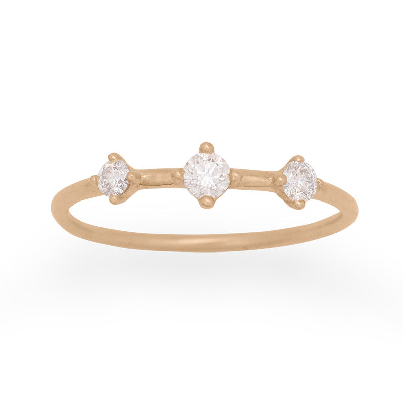 Orion's Belt Ring, Diamonds 14K gold